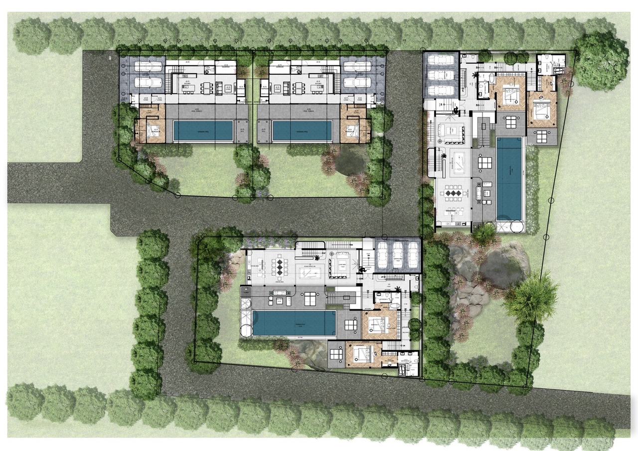 ผังแม่บทและการออกแบบภูมิทัศน์ของ The Menara Luxury — วิลล่า MB8, MB9, MA11 และ MA12